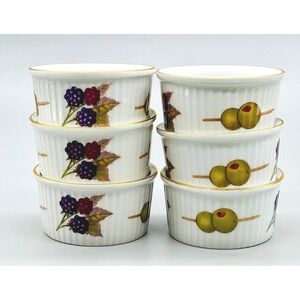 Royal Worcester Evesham Gold Ramekin Set of 6 Berries Olives